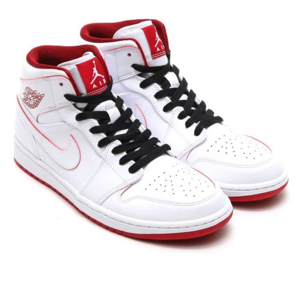 🌟HOT🌟 Air Jordan 1 Retro Mid Men “White Gym Red”